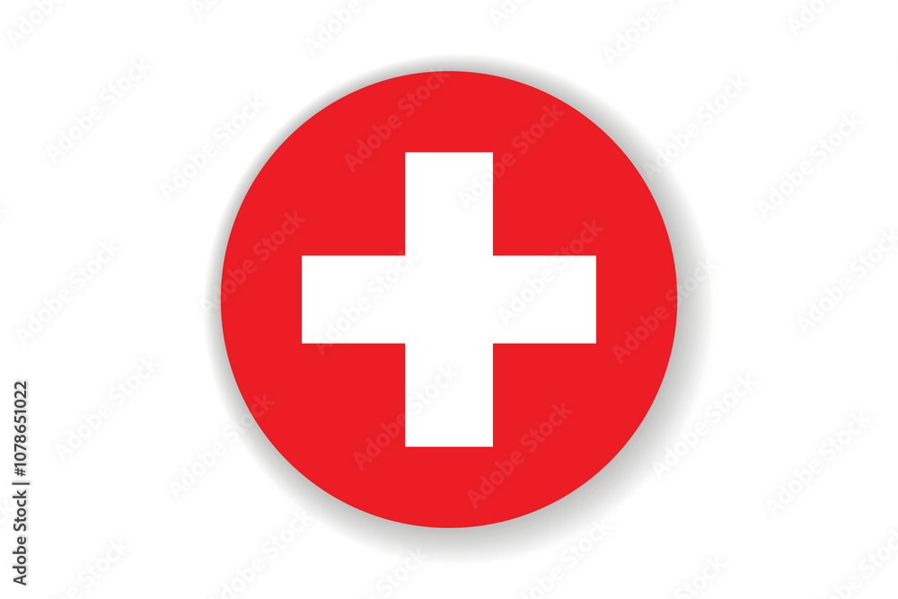 Flag of Switzerland. Swiss national symbol in official colors. Template icon. Abstract vector background. Round glass light ball, 3D big bubble, sphere Flag of Switzerland. Swiss national symbol in official colors. Template icon. Abstract vector background. Round glass light ball, 3D big bubble, sphere