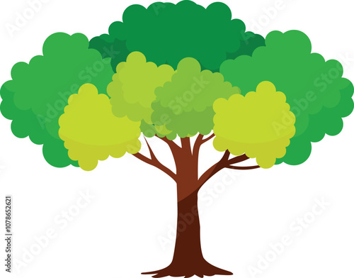 Flat green tree illustration. Forest and park tree for nature design vector