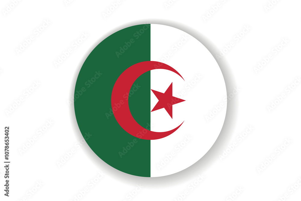 Flag of Algeria. Algerian national symbol in official colors. Template icon. Abstract vector background. Round glass light ball, 3D big bubble, sphere Flag of Algeria. Algerian national symbol in official colors. Template icon. Abstract vector background. Round glass light ball, 3D big bubble, sphere