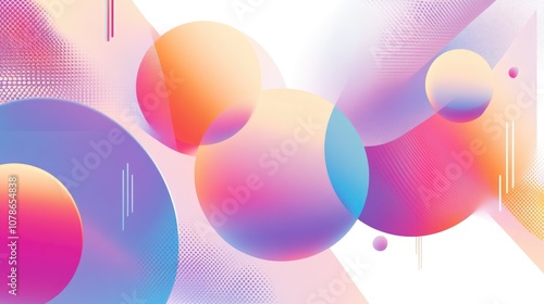 Wallpaper Mural Vibrant Neon Geometric Circles in Dynamic Composition Torontodigital.ca