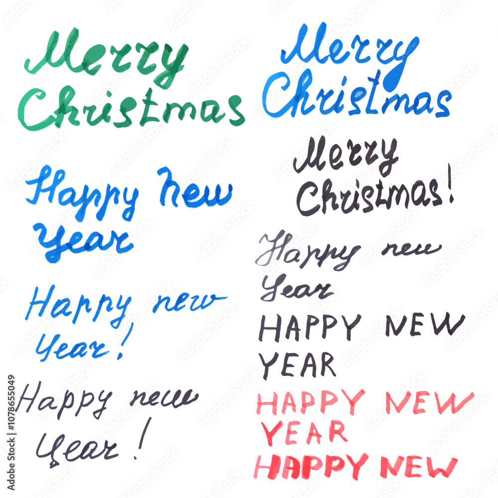 Handwritten inscription with felt-tip pens without background Merry Christmas Handwritten inscription with felt-tip pens without background Merry Christmas