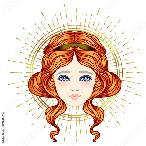 Sirin, Alkonost, Gamayun mythological creature of Russian legends. Angel girl with wings. Isolated hand drawn vector illustration. Trendy Vintage style element. Spirituality, occultism, alchemy, magic