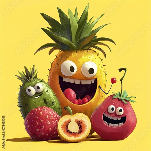 cartoon image of smiling fruit photo