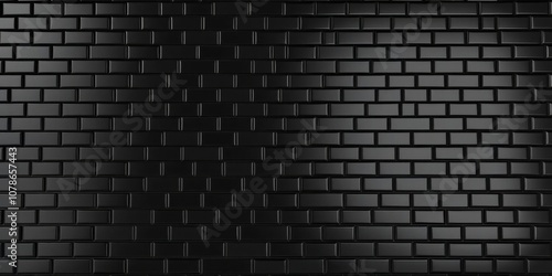 Black futuristic mosaic tiles arranged in hexagonal 3D bricks stacked to create semigloss block background, 3D render, 3D, hexagonal