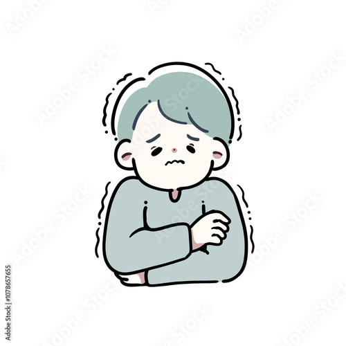 寒がっている男性のイラスト