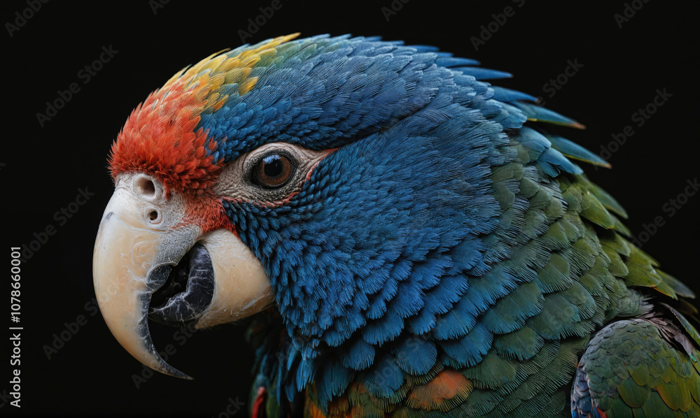 Obraz premium A close-up of a blue-headed parrot with a red and yellow patch on its head