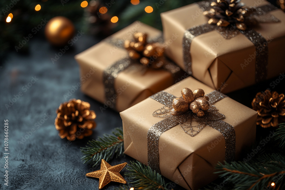 Generative AI picture photo of festive Christmas decor baubles berries pinecones decorations for holiday shopping decoration Generative AI picture photo of festive Christmas decor baubles berries pinecones decorations for holiday shopping decoration