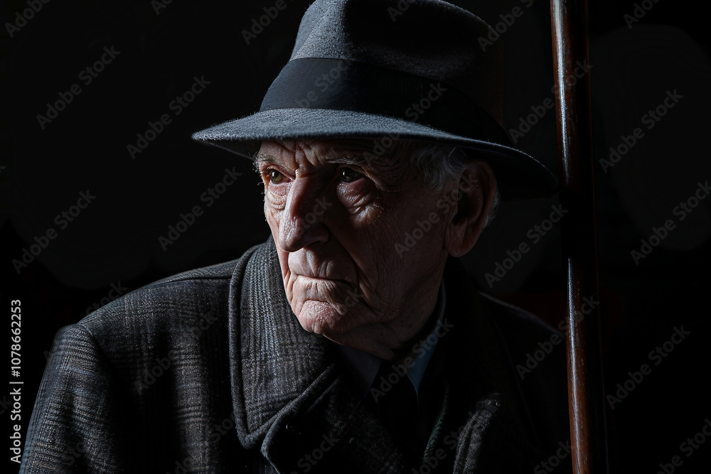 Generative AI Portrait of Man in Retro Detective Style, Noir Film Character Look Generative AI Portrait of Man in Retro Detective Style, Noir Film Character Look