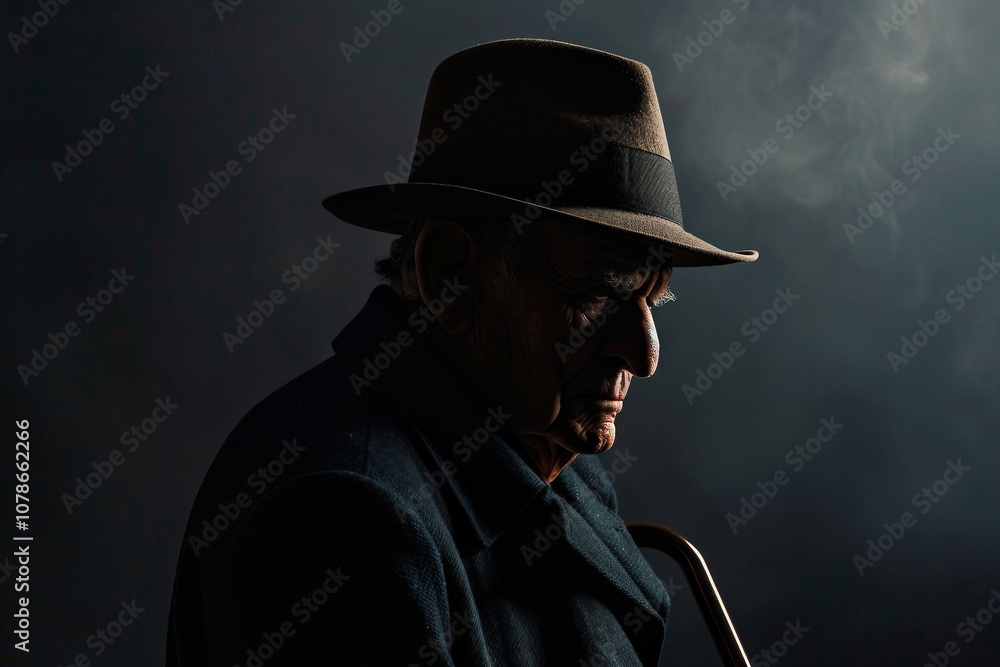 Generative AI Portrait of Man in Retro Detective Style, Noir Film Character Look Generative AI Portrait of Man in Retro Detective Style, Noir Film Character Look