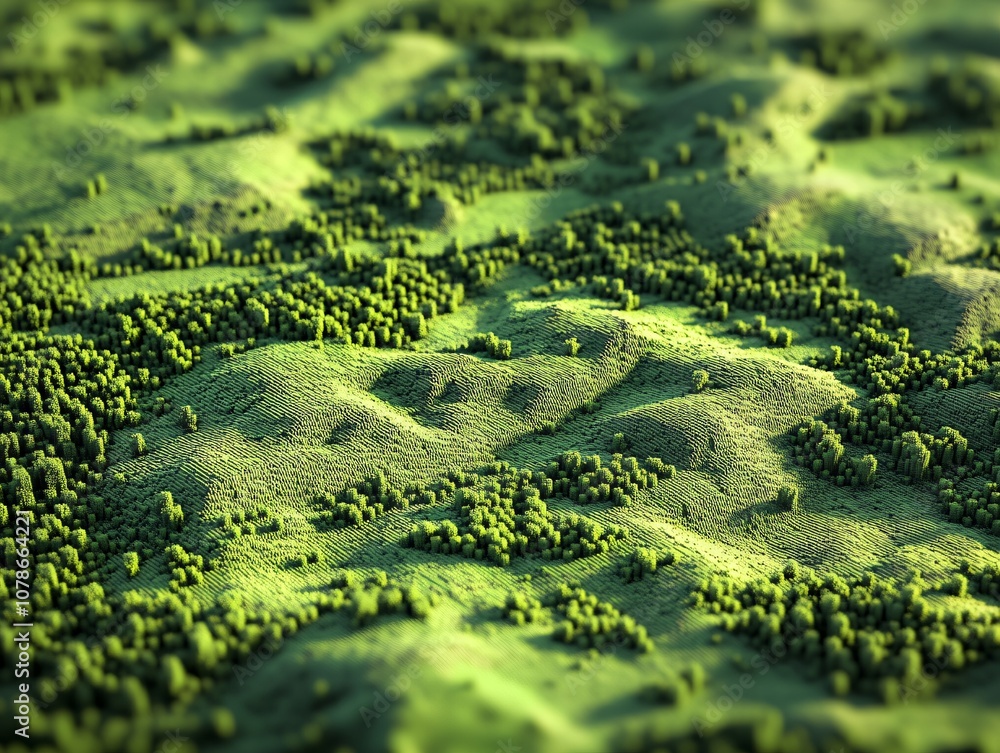Pixelated Green Landscape Aerial View Pixelated Green Landscape Aerial View