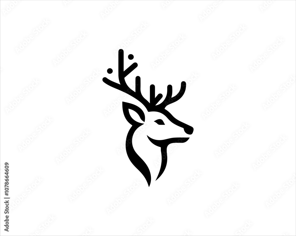 Obraz premium Deer head icon symbol vector illustration. Deer logo vector template. Silhouette deer logo design for T-shirts.
