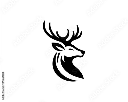 Deer head icon symbol vector illustration. Deer logo vector template. Silhouette deer logo design for T-shirts.