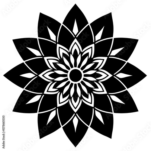 black and white flower mandela