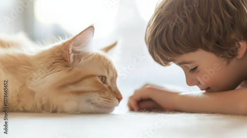 Child in Animal Assisted Therapy with Therapy Animal in Nurturing Setting