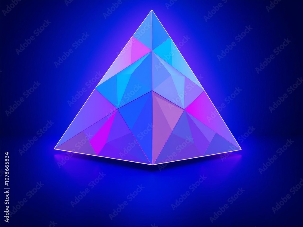 Colorful high tech surface with triangular pyramids illuminated in blue and pink, creating a vibrant polygonal 3D texture, polygonal, 3D Colorful high tech surface with triangular pyramids illuminated in blue and pink, creating a vibrant polygonal 3D texture, polygonal, 3D