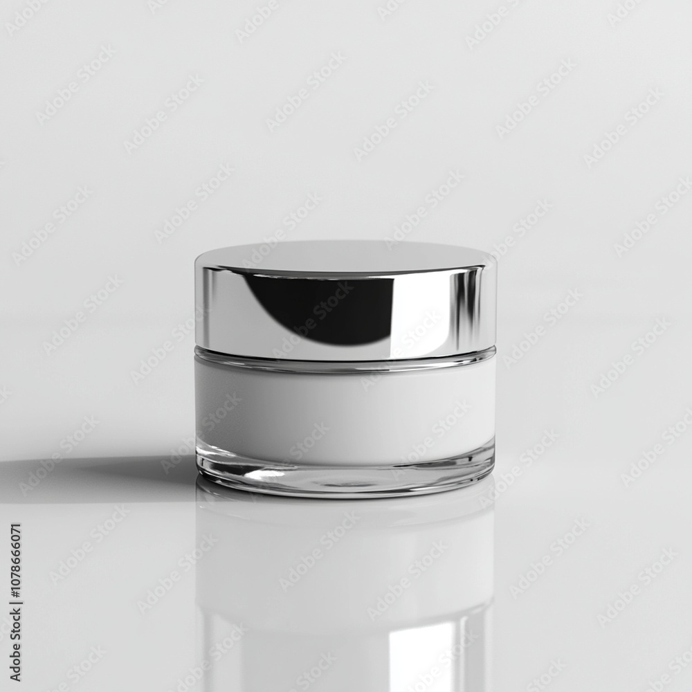 Silver and White Glass Jar with a White Background Silver and White Glass Jar with a White Background