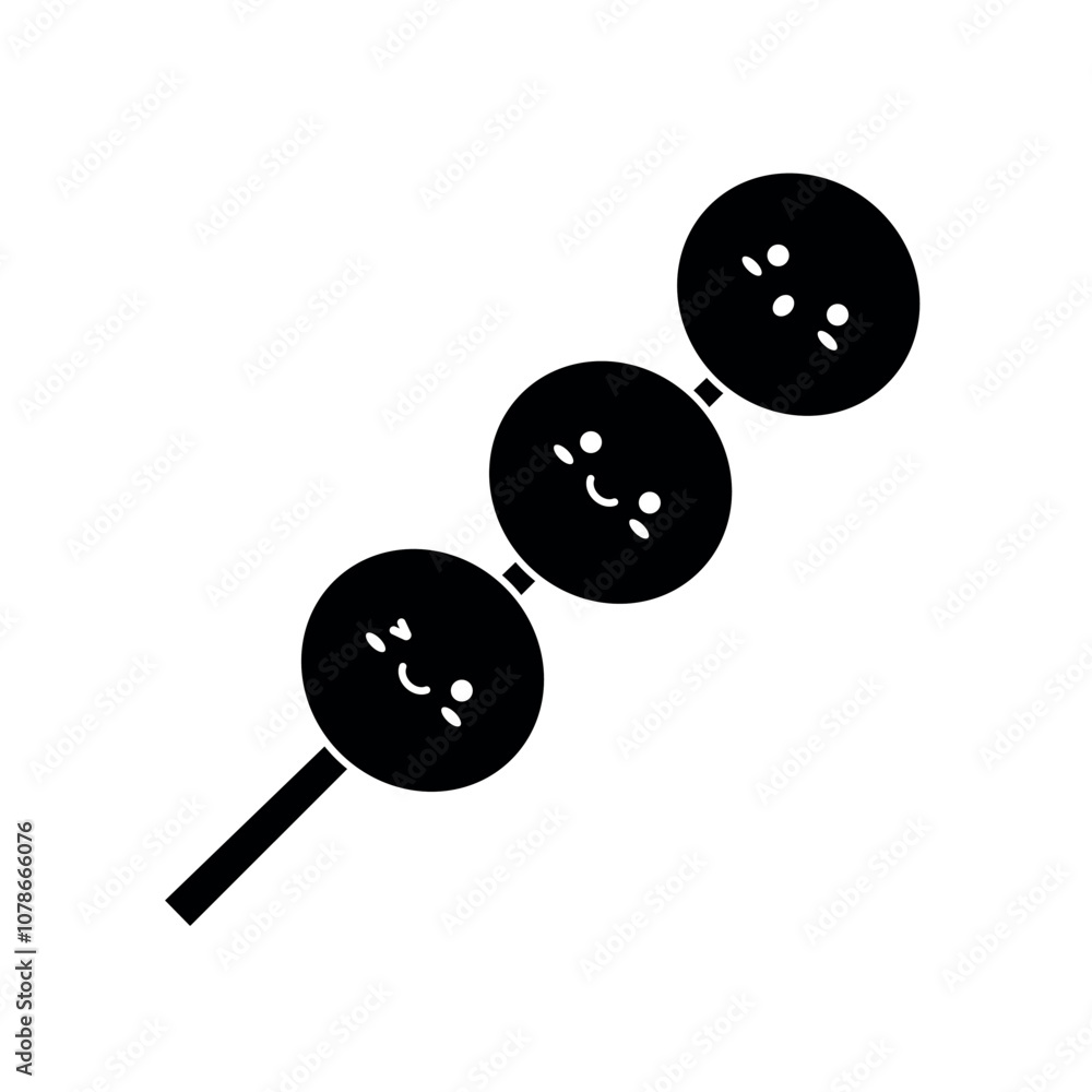 Hanami Dango Food Japanese Cute Dessert with Three Balls on Stick. Vector Illustration. Kawaii Character with Emotion Flat Design Icon for Logo, Web, Cafe or Restaurant Menu, Print, Wallpaper. Hanami Dango Food Japanese Cute Dessert with Three Balls on Stick. Vector Illustration. Kawaii Character with Emotion Flat Design Icon for Logo, Web, Cafe or Restaurant Menu, Print, Wallpaper.
