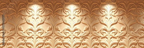 elegant light ornate pattern wallpaper with white 3d stucco background, classy, background