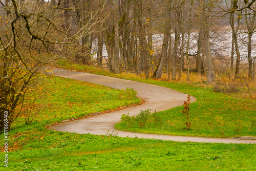 Winding path in autumn park