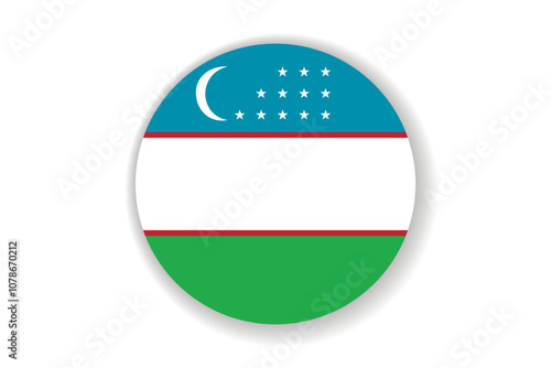 Flag of Uzbekistan. Uzbek national symbol in official colors. Template icon. Abstract vector background. Round glass light ball, 3D big bubble, sphere