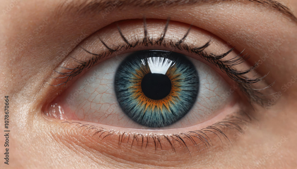A close-up of a blue eye with a brown iris A close-up of a blue eye with a brown iris