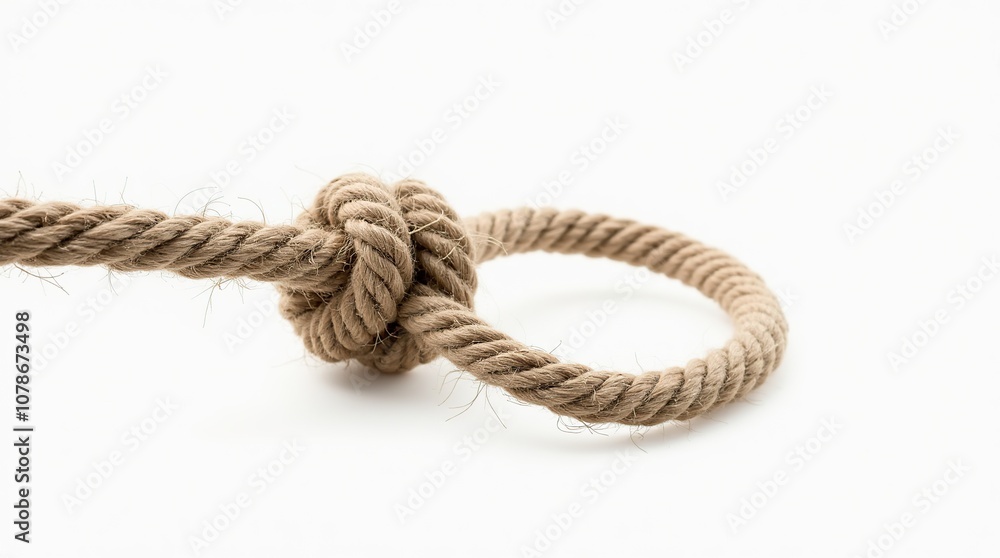 Obraz premium Close-Up Image of Rope Noose on White Background