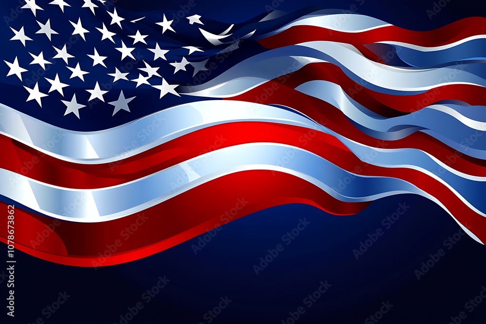 Obraz premium USA flag, three dimensional render, satin texture