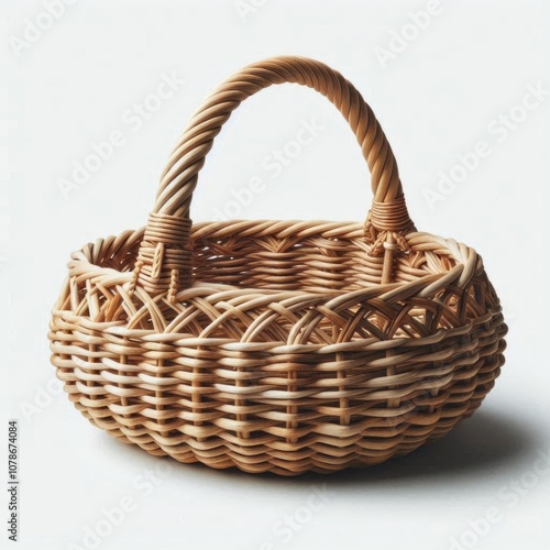 Handcrafted woven wicker basket. Generatedwith AI.
 photo