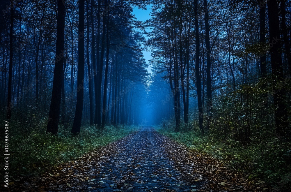 Fototapeta premium Mysterious Forest Path at Dusk