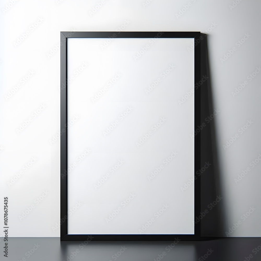 a black framed blank canvas poster mockup in white background a black framed blank canvas poster mockup in white background