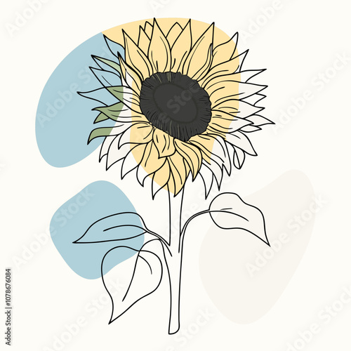 Stunning Sunflower Vector Illustration, A Vibrant and Detailed Floral Artwork for Creative Projects