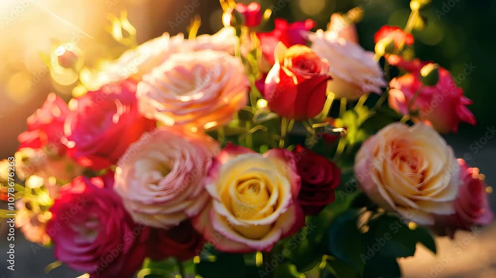 Beautiful Bouquet of Roses in Warm Sunlight
Beautiful Bouquet of Roses in Warm Sunlight