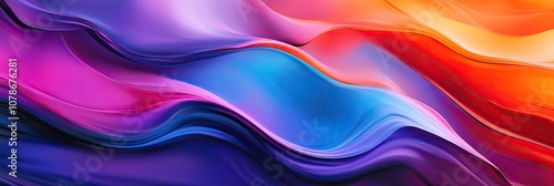 Abstract waves and patterns in bold, vivid colors, with fluid shapes that seem to move and swirl on the canvas