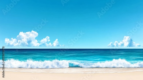 Serene Ocean Beach Scene Summer Vacation Idyll