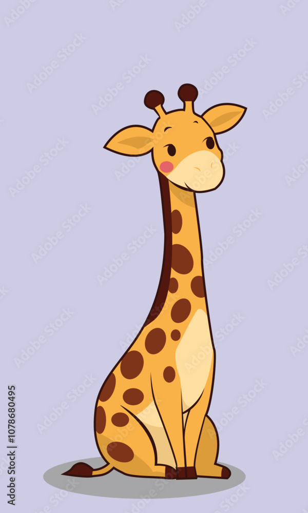Obraz premium Sitting Giraffe Vector Animation