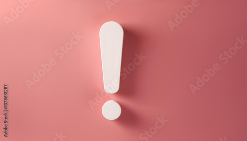 Wallpaper Mural White exclamation mark on pink backdrop. Modern design. 3D rendering. Torontodigital.ca