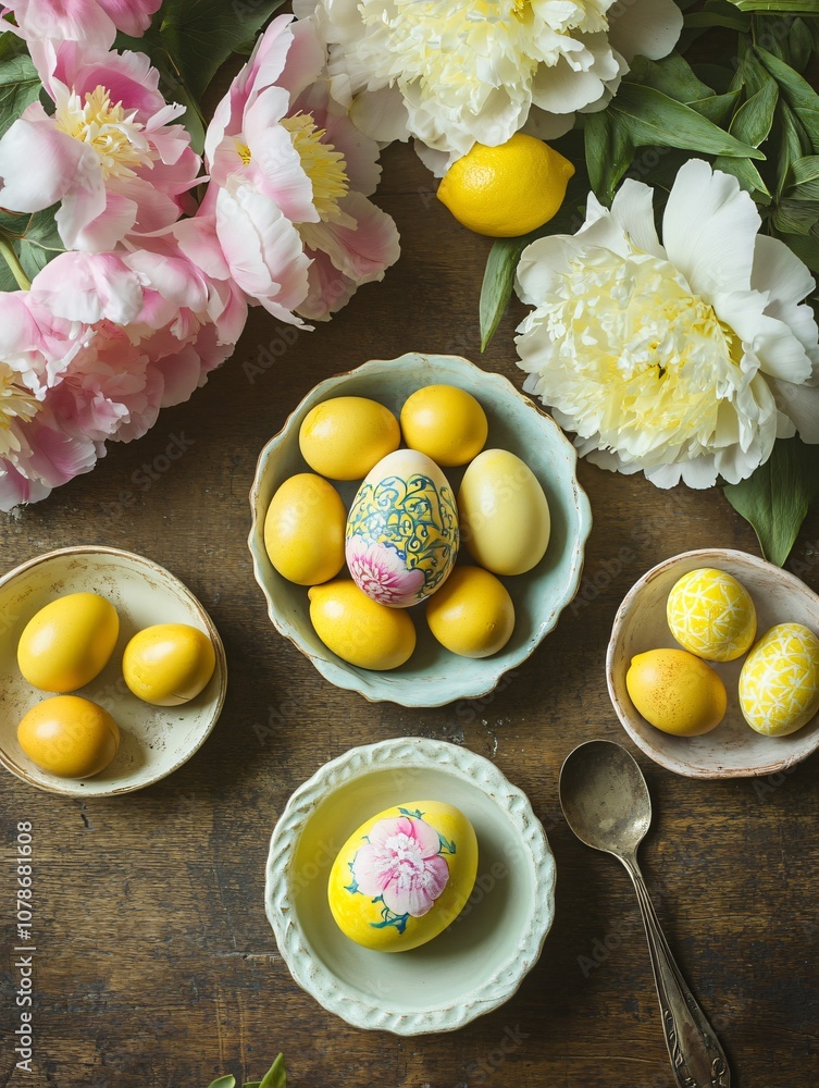 Hand Painted Easter Eggs with Spring Flowers Hand Painted Easter Eggs with Spring Flowers