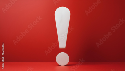 Wallpaper Mural White exclamation mark on red backdrop. Modern design. 3D rendering. Torontodigital.ca