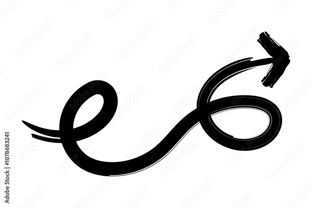 Vector hand drawn curvy arrow in grunge effect on transparent background Vector hand drawn curvy arrow in grunge effect on transparent background