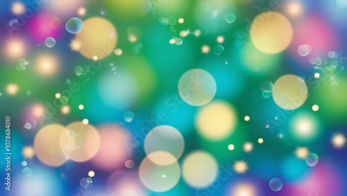 Abstract blue and green bokeh background with blurred bokeh circles for christmas or spring concepts in vibrant and festive design projects