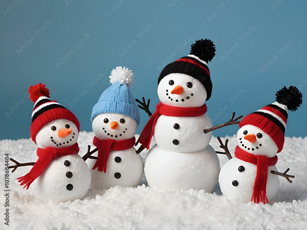 wallpaper with happy little snowmen, with scarves, on a pale background. The style is simple and fun, adding a touch of cheer for Christmas. wallpaper with happy little snowmen, with scarves, on a pale background. The style is simple and fun, adding a touch of cheer for Christmas.