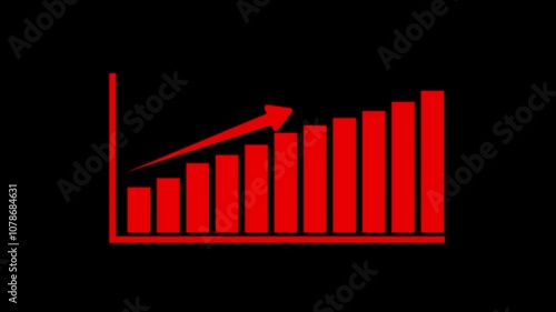 Arrow graph in 4k. Finance bar chart with transparent green screen. Increase progress. Economy and business increase chart. 3D animation Futuristic finance global economy stock exchange market busines photo