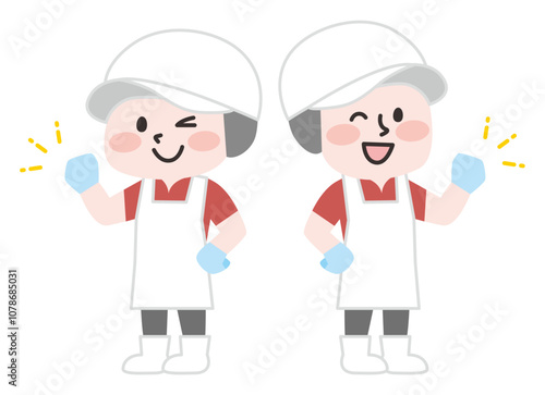 厨房で働く男女スタッフ