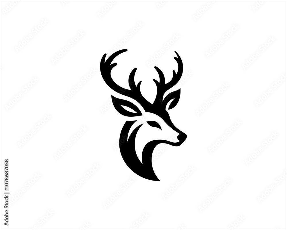 Deer logo vector template. Deer head icon symbol vector illustration. Deer silhouette logo black and white. Deer logo vector template. Deer head icon symbol vector illustration. Deer silhouette logo black and white.