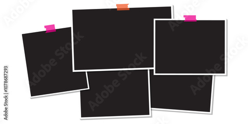 5 photo collage template mockup. empty polaroid photo collage frame. vector illustration