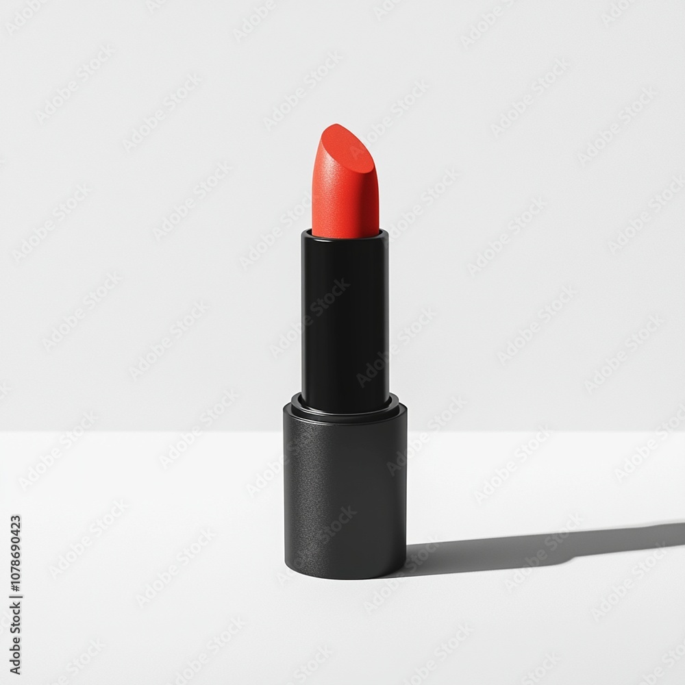 Single red lipstick tube in black casing Single red lipstick tube in black casing
