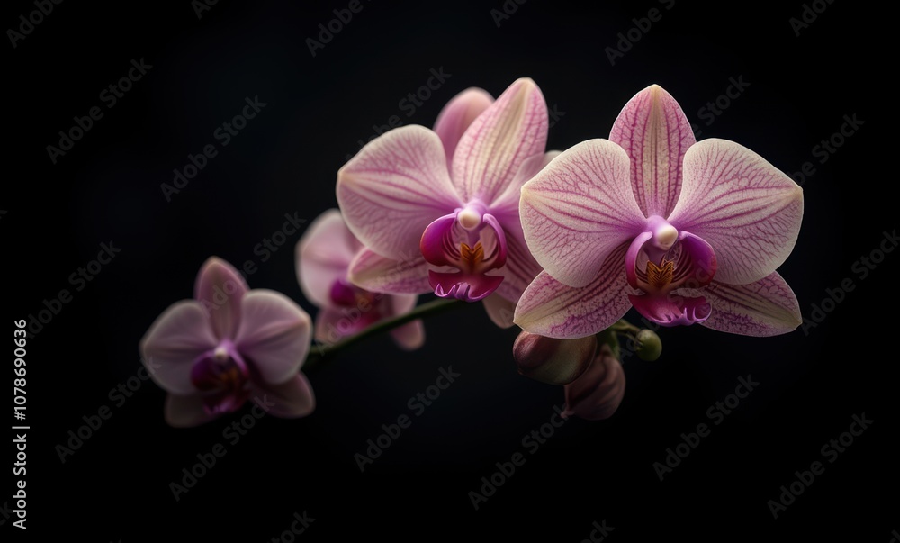 Delicate pink orchids on a dark background Delicate pink orchids on a dark background