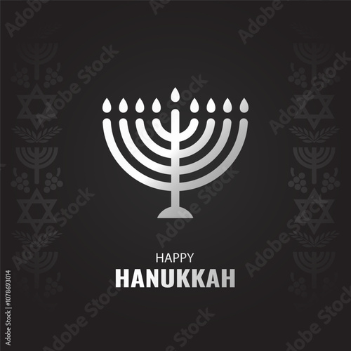Vector illustration of Jewish holiday Hanukkah. Menorah
