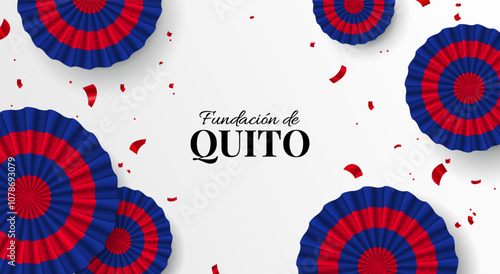 Vector Illustration of  Foundation of Quito. Celebration banner. Cockade.
