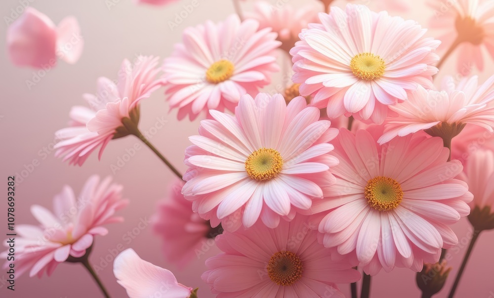 Delicate pink daisies in soft light Delicate pink daisies in soft light